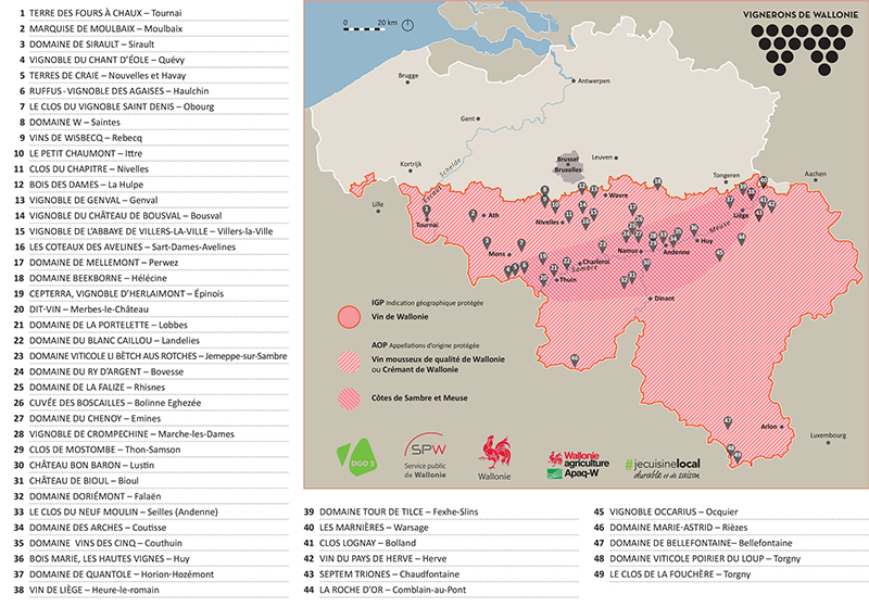 Carte des vignerons de wallonie